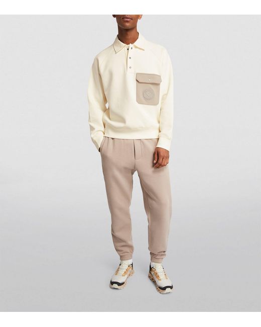 Emporio Armani White Cotton-blend Pocket Polo Sweatshirt for men