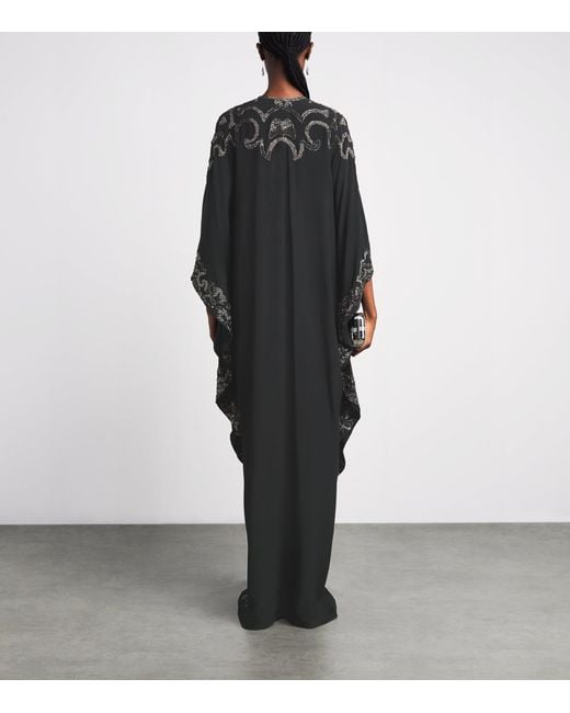 Johanna Ortiz Black Silk Mystical Gaucho Cape Dress