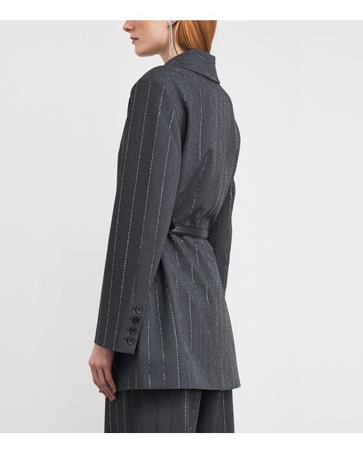 Self-Portrait Blue Embellished Pinstripe Blazer