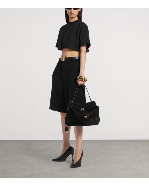 Balenciaga Black Medium Suede Rodeo Shoulder Bag