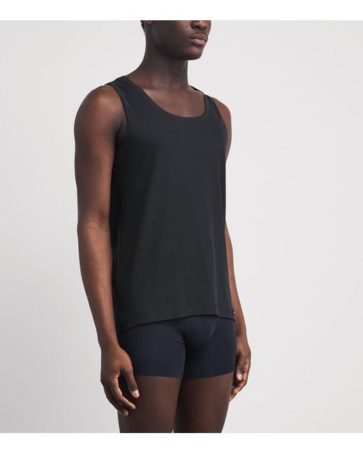Hanro Black Cotton Essentials Tank Top