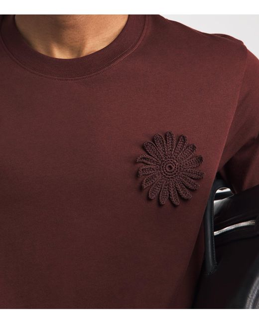 Sandro Red Cotton Crochet T-Shirt for men