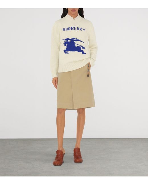 Burberry White Wool-Cashmere Ekd Sweater