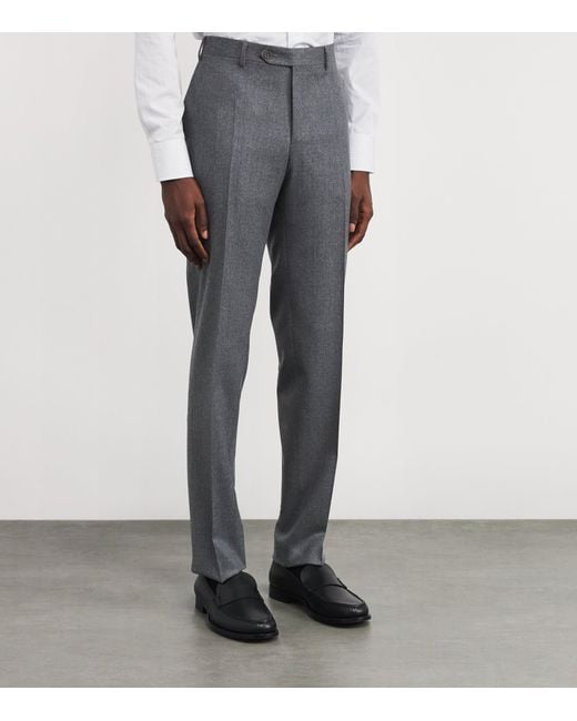 Canali Gray Slim Tailored Trousers for men