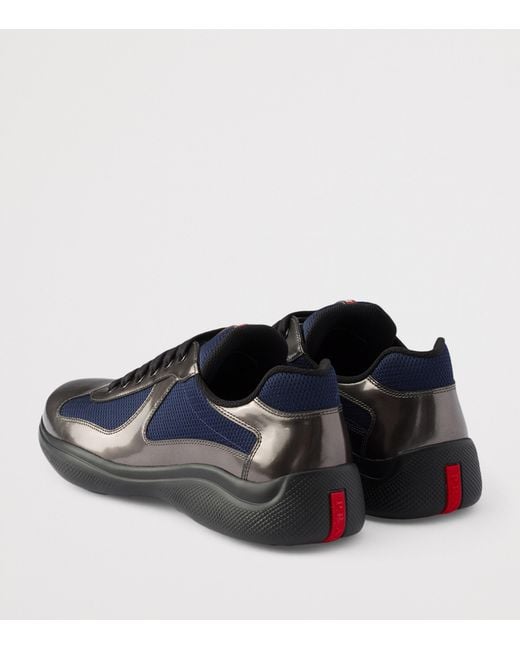Prada Blue Leather-Mesh America's Cup Sneakers for men