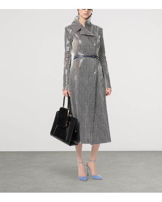 Tom Ford Gray Perforated Leather Trench Coat