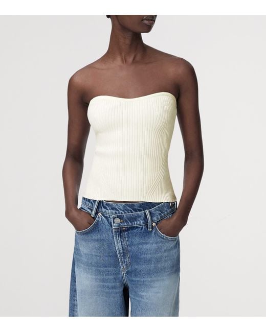 AllSaints Natural Knitted Bandeau Cruz Top