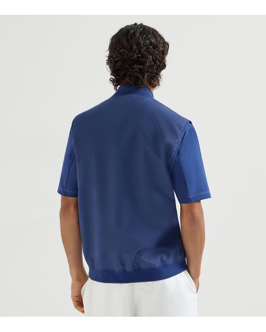Brunello Cucinelli Blue Technical Crest Gilet for men