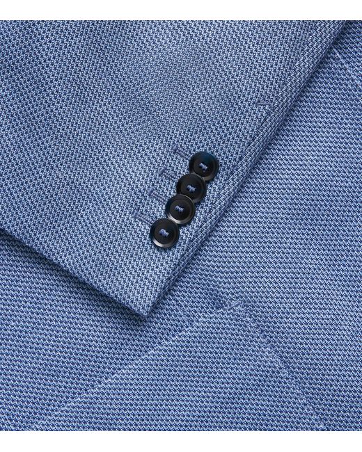 Brioni Blue Silk-Cotton Blazer for men