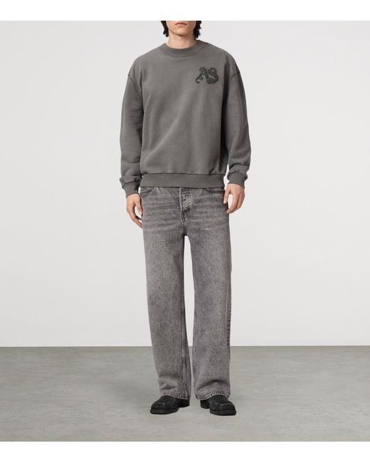 AllSaints Gray Organic Cotton Insignia Sweatshirt for men