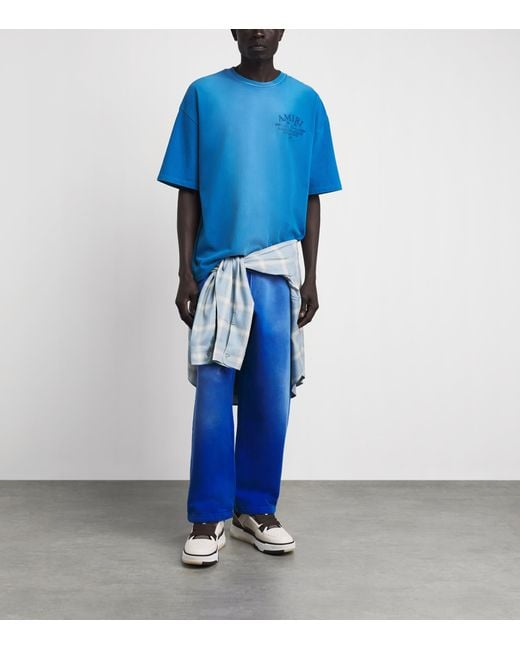 Amiri Blue Cotton Arts District T-Shirt for men