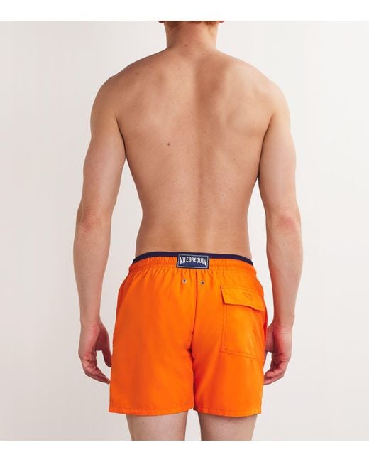 Vilebrequin Orange Embroidered Moka Swim Shorts for men