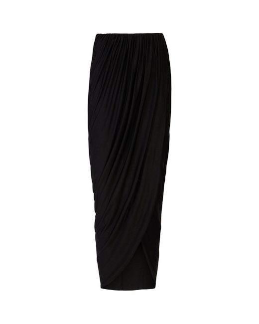 AllSaints Black Draped Aurelia Midi Skirt