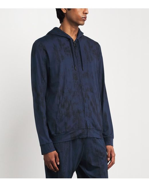 Derek Rose Blue Micro Modal Zip-Up Hoodie for men