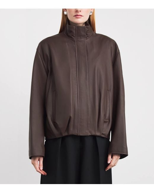 Arma Brown Lambskin Dahlia Bomber Jacket