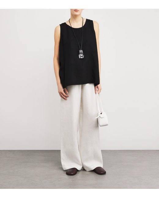 Eskandar White Linen Flared Trousers