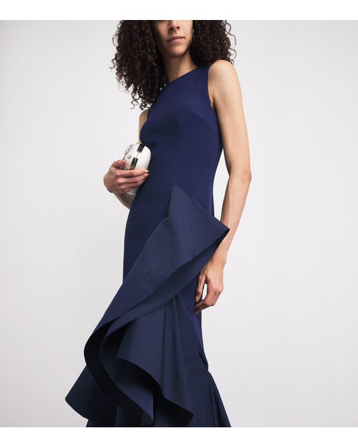 Safiyaa Blue Ruffle Cons Gown