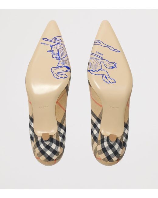 Burberry Metallic Linen Check Dame Pumps 55