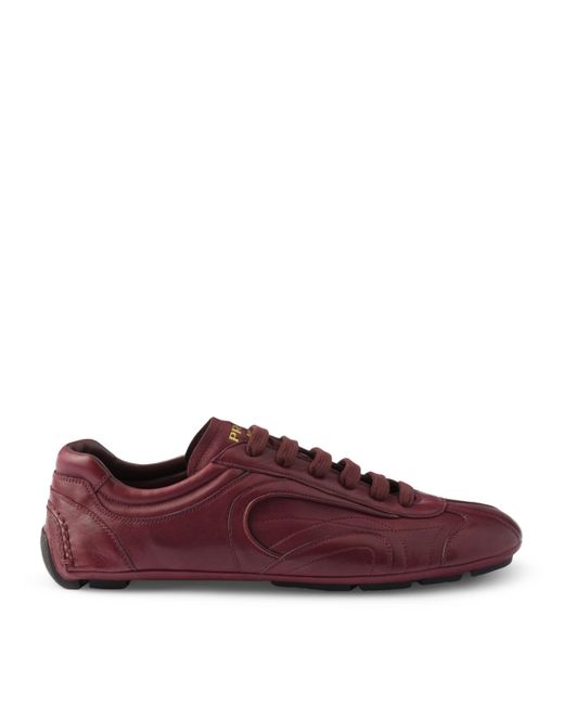 Prada Purple Nappa Leather Antiqued Sneakers for men