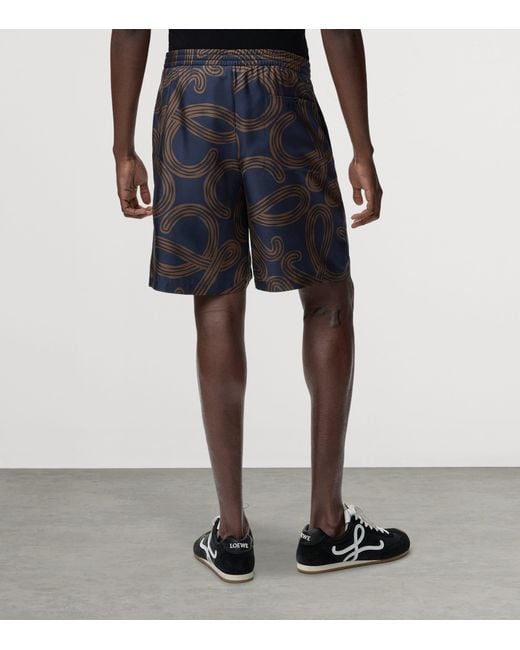 Loewe X Paula's Ibiza Silk Anagram Shorts in Blue for Men | Lyst