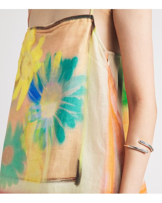 Staud Multicolor Linen Floral Laura Mini Dress