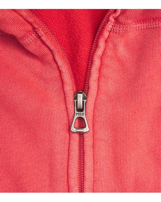 Polo Ralph Lauren Red Cotton Polo Pony Zip-Up Hoodie for men