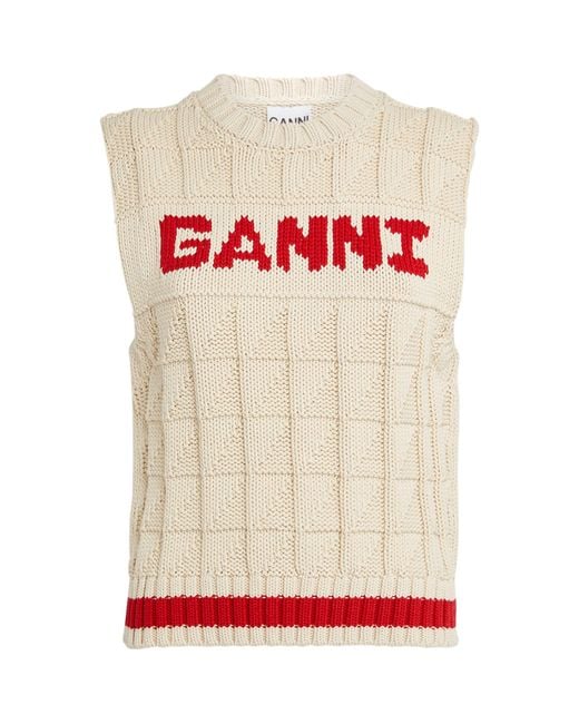 Ganni White Logo Sweater Vest