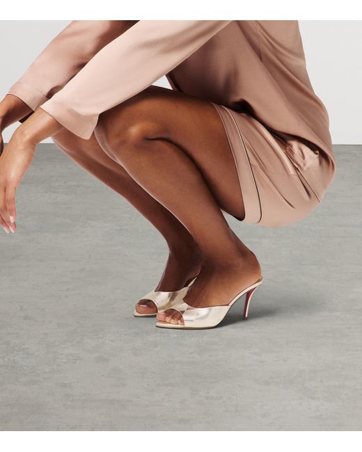 Christian Louboutin Natural Miss Z Laminated Nappa Leather Mules 80