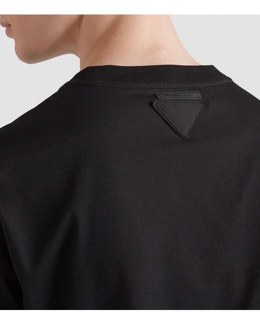 Prada Black Cotton Triangle T-Shirt for men