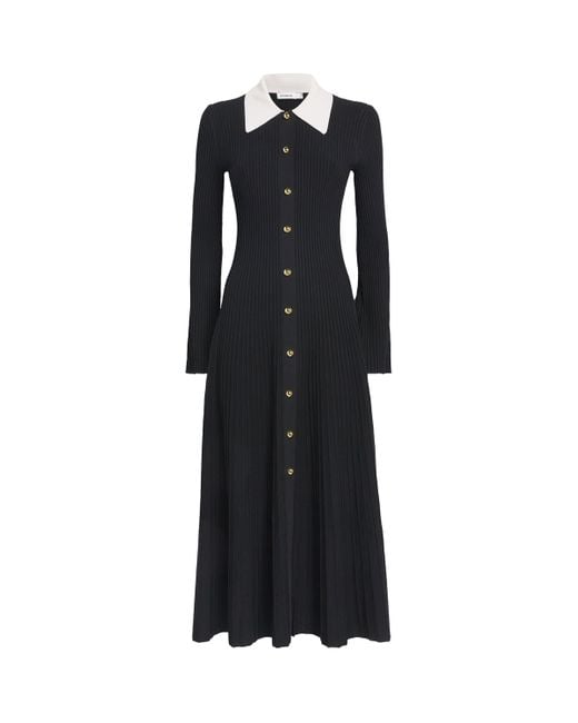 Jonathan Simkhai Women's Black Ribbed Phillipa Midi Dress - coffeafoods.com