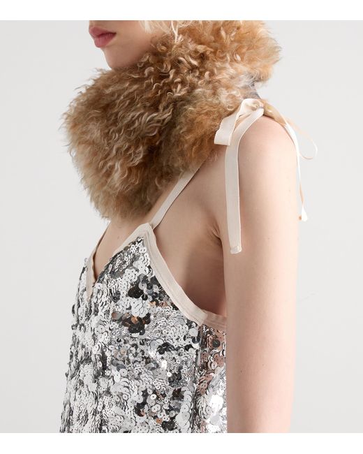 Prada White Sequin-Embellished Mini Dress