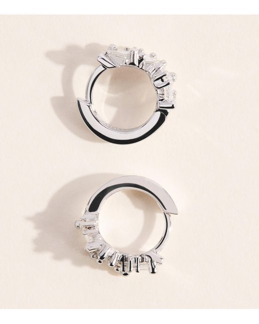 Suzanne Kalan White And Diamond Frenzy Huggie Earrings