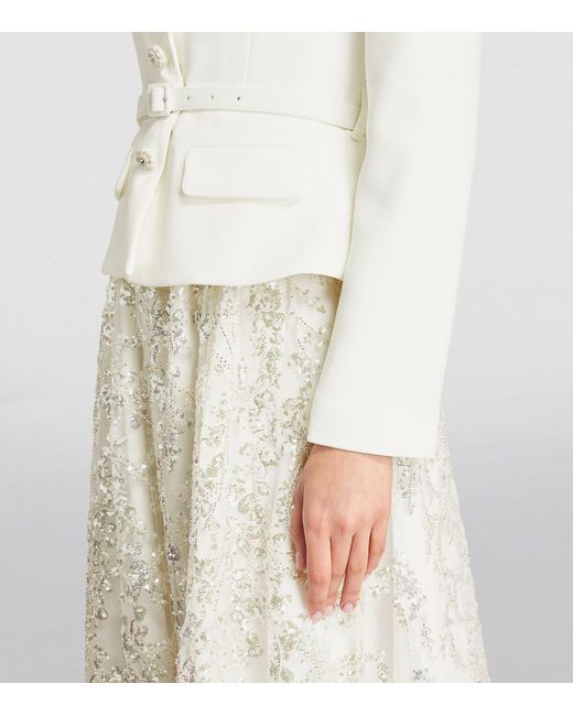 Self-Portrait White Embellished Midi Dress