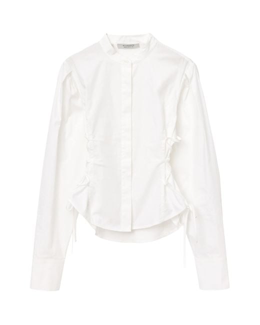 AllSaints White Organic Cotton Lace-Up Evanna Shirt