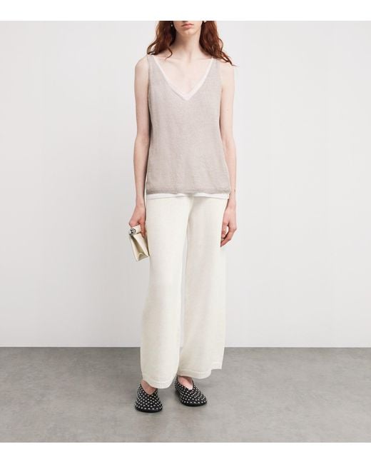 Iris Von Arnim White Knitted Payten Wide-Leg Trousers