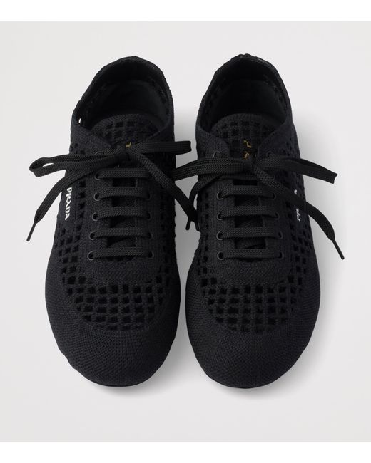 Prada Black Cotton Crochet Collapse Sneakers