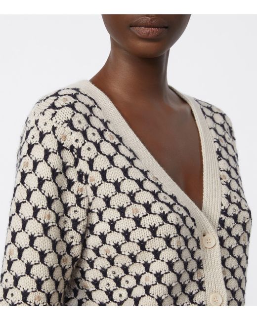 Max Mara Black Wool-Cashmere Jacquard Cardigan