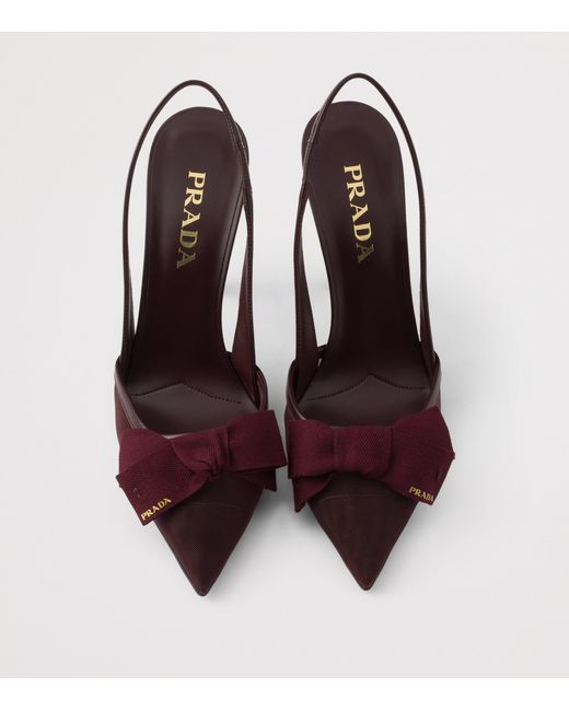 Prada Brown Mesh Bow Slingback Pumps 100