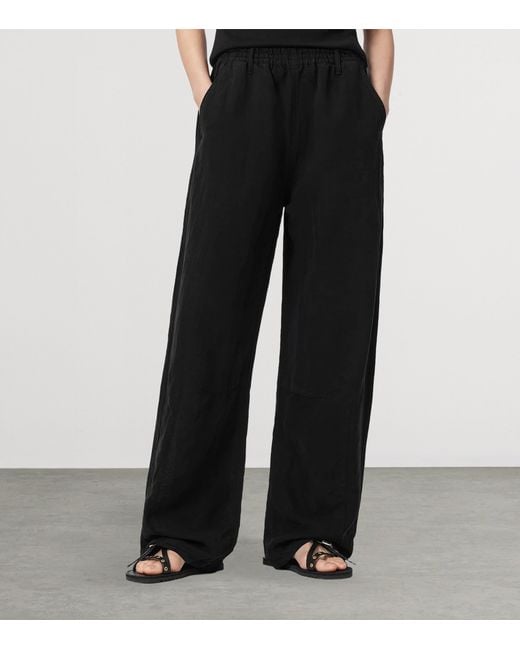 AllSaints Black Lyocell-Linen Jet Wide-Leg Trousers