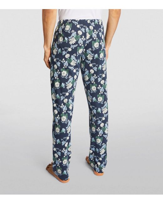 Hanro Blue Cotton Floral Pyjama Trousers for men