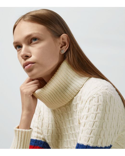 Gucci White Wool-cashmere Cable-knit Sweater