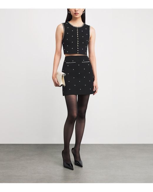 Sandro Black Rhinestone-Embellished Mini Skirt