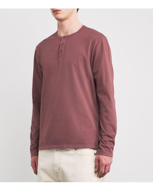 Vince Purple Cotton Henley Top for men