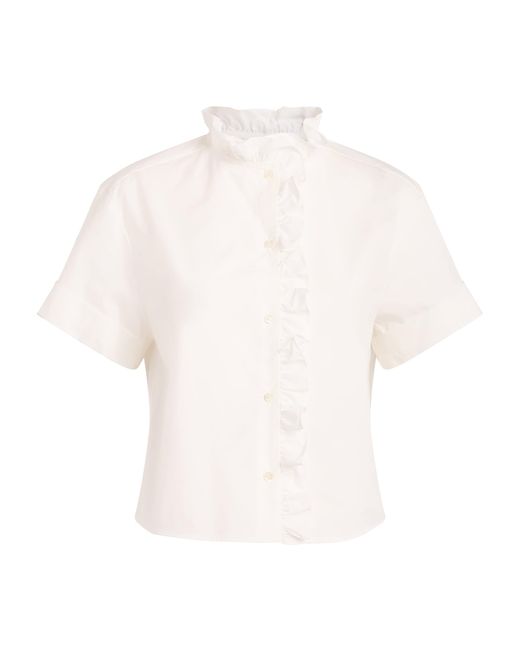 Claudie Pierlot White Cotton Poplin Ruffle Blouse