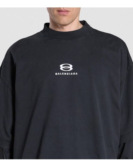 Balenciaga Distressed Unity Sports Icon T-Shirt in Blue | Lyst