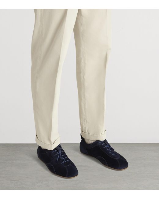 Dunhill Blue Suede Automotive Davies Sneakers for men