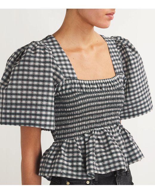 ganni smocked top