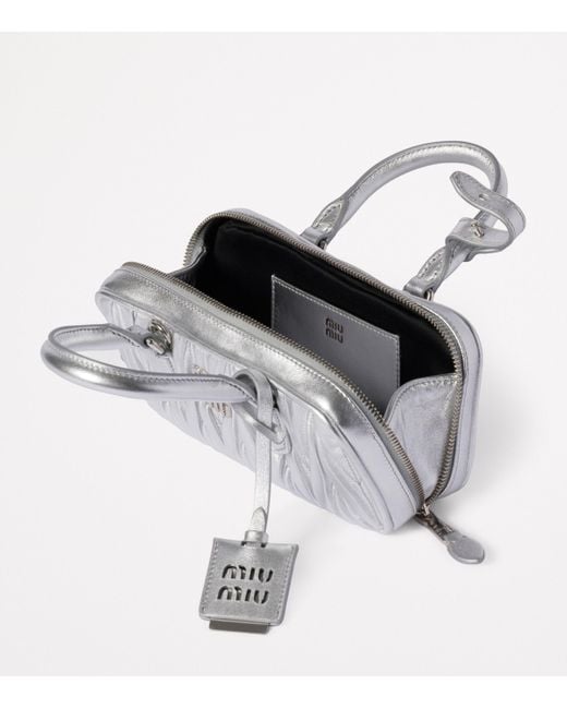Miu Miu Metallic Mini Matelassé Leather Arcadie Top-Handle Bag