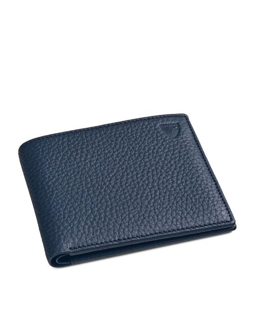 Aspinal Blue Classic Billfold Leather Wallet for men