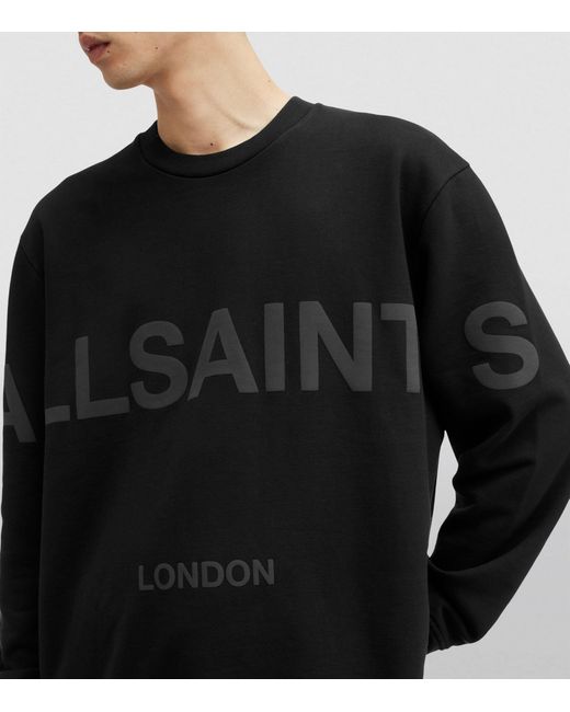 AllSaints Black Cotton Biggy Logo Sweatshirt for men